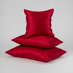 Kissenbezug 40x40cm, Kissenhülle aus 100% Seide Glamour Kissenbezüge, Farbe: Rot