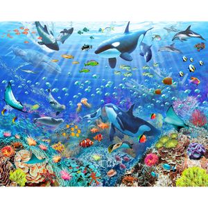 Fototapete Kinderzimmer Fische Unterwasser Delfine 305x244 cm