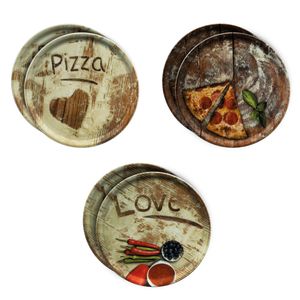 6er Set Pizzateller Oliven-, Salami- & Lieblingspizza Ø 31cm Platte XL-Teller