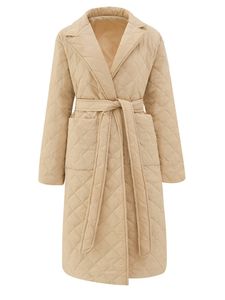 Damen Steppmäntel Langarm Mantel Trenchcoats Outwear Winter Warm Winterjacke Jacket Hellbraun,Größe L