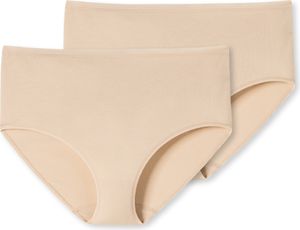 SCHIESSER Damen Slip 2er Pack - Midi-Slip, Baumwolle Stretch, uni Beige (Sand) L