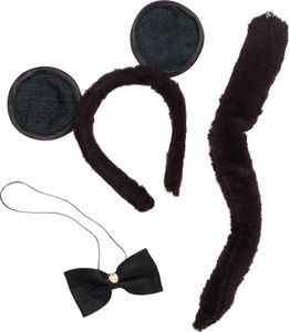 Bristol Novelty Uni Maus-Kostüm-Accessoire-Set BN2038 (Einheitsgröße) (Braun/Schwarz)