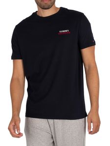 Tommy Hilfiger Herren Lounge-T-Shirt mit Logo auf der Brust, Blau L