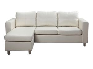 Ecksofa - Kunstleder - Elfenbeinfarben - ACKLEY