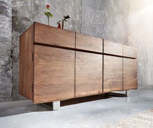 DELIFE Sideboard Live-Edge 172 cm Akazie Braun 4 Türen 4 Schübe