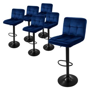 ML-Design 6er Set Barhocker Tresenhocker 360° drehbar, Gepolsterter Barstuhl mit Rückenlehne und Fußstütze, 63-83 cm