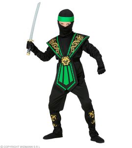 Kinder Kostüm Kombat Ninja in grün - Kostümset Kämpfer, Krieger - Gr. 116 - 158 cm 140 cm - 8-10 Jahre