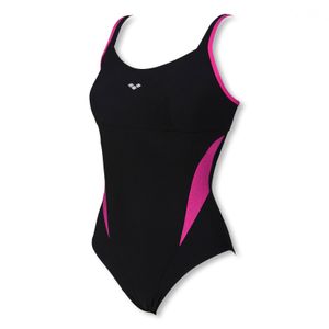 Arena Damen Bodylift Shaping Badeanzug Schwimmanzug Agate Strap Back, Farbe:Schwarz, Größe:46, Artikel:-509 black / rose violet