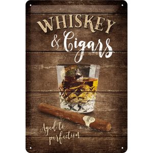 Plechová Ceduľa Whiskey a Cigars 20x30cm