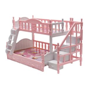 Sada patrové postele pro panenky Simulace evropského stylu Nábytek miniatur Domeček pro panenky Patrová postel s žebříkem pro příslušenství pro panenky