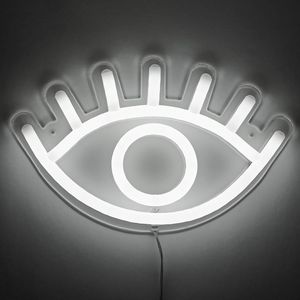 Amped&Co Eye LED Neon Light - Wall Hanging Room Decor, 2 m Clear Cord With On/Off Switch, Home Decor LED Neon Signs For Unique Rooms with Evil Eye Design and Good Vibes - 33x20 cm - White