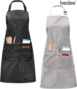 2 Stück verstellbare Schürze mit 2 Taschen, Kochenschürze Küchenschürze aus Baumwolle für Küche, Restaurant, Café