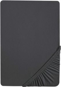 biberna Spannbettlaken 180x200 cm bis 200x200cm, Spannbetttuch Stretch Jersey, schwarz titanium