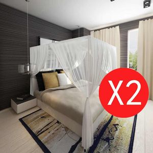 vidaXL moskytiéra na posteľ dva kusy štvorcová sada 3 otvory