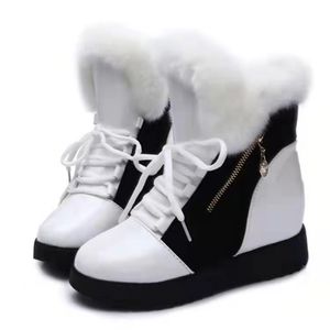 Damen Zipper Schuhe Warme Schneestiefel Plateau Round Toe,Farbe: Weiß,Größe:37