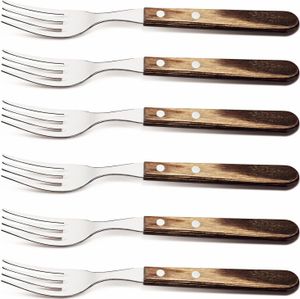 Steakbesteck Steakgabel Set Jumbo rostfreier Edelstahl, brauner Holzgriff ( 6 -tlg. ) Edelstahl , , rostfre Steakbesteck Steakgabel Set Jumbo rostfreier Edelstahl, brauner Holzgriff ( 6 -tlg. ) Edelstahl , , rostfre