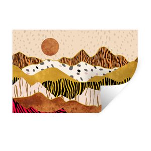 MuchoWow® Wandtattoo Wandsticker Wandaufkleber Tiger Druck - Pastell - Gold - Druck - Tiger - Abstrakt 90x60 cm Selbstklebend und Repositionierbar - Aufkleber