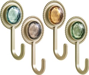 4 Stück Wandhaken mit Kunstdiamant-Nachbildung, stanzfrei, stark belastbar, selbstklebend, spurlos, Handtuchhalter, Haushaltsbedarf 4 Stück Wandhaken mit Kunstdiamant-Nachbildung, stanzfrei, stark belastbar, selbstklebend, spurlos, Handtuchhalter, Haushaltsbedarf