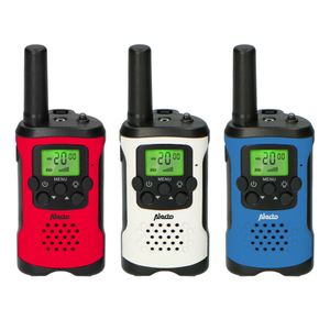 Alecto FR115 3x - Set mit drei Walkie Talkies für Kinder, Reichweite von bis zu 7 Kilometern, Rot-Weiß-Blau