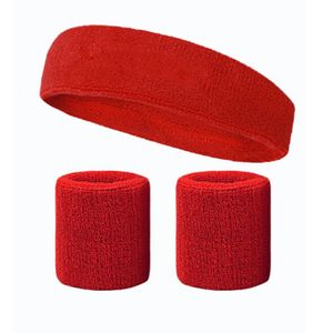 Sport Schweißband Stirnband Armband, Erwachsenen Schweißbänder Baumwolle Fitness Schutz, Atmungsaktiv Red
