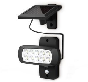LED Solar Außenleuchte PIR Bewegungssensor Wandlampe Außenstrahler IP44 schwarz