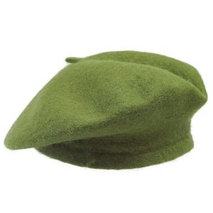 Dámský baret klasická francouzská čepice vlněný klobouk baret čepice Vintage - OLIVE