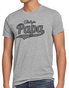 style3 Stolzer Papa Herren T-Shirt Vater Dad Spruchshirt Funshirt, Größe:XXXL, Farbe:Grau meliert