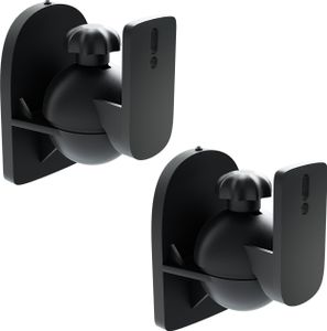 deleyCON 2x Universal Lautsprecher Wandhalterung Halterung Boxen Halter Schwenkbar + Neigbar bis 3,5Kg Deckenmontage + Wandmontage - Schwarz