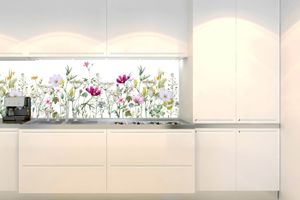 Küchenrückwand Folie Selbstklebend BLUMEN PATCHWORK 180 x 60 cm - Klebefolie - Dekofolie