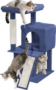 JOIEYOU Kratzbaum Groß Katzenkratzbaum 49 x 46 x 93 cm XXL Katzenbaum mit Sisal-Säulen & Katzenhöhle, Anti-Rutsch Blau Aktivitätskratzbäume für Mehr Katzen, K1138
