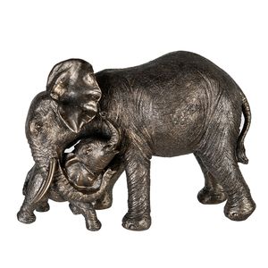 GILDE Dekofigur Elefant Zambezi mit Jungem, grau, gold H. 21 cm,89213