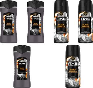 AXE Fine Fragrance Premium Bodyspray 3x150ml & Duschgel 3x300ml Black Vanilla