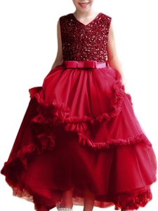 Abendkleider Mädchen Geschwollene Prinzessin Kleider Festzug Crew Hals Sundress Casual Swing Abendkleid ,Farbe: Rot ,Größe: 170 Cm