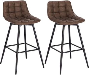 WOLTU Sada 2 barových stoličiek Dizajnová barová stolička Bistro stolička s podnožkou z umelej kože Kovová hnedá