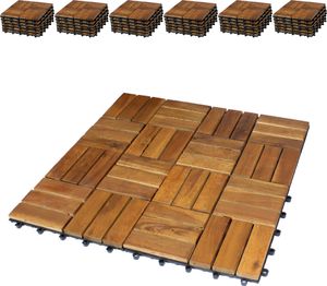 11er Pack Holzfliesen für Balkon 30x30 cm - 1 qm - Akazien-Holz - Bodenbelag Holzboden Klicksystem : 6 qm 11er Pack Holzfliesen für Balkon 30x30 cm - 1 qm - Akazien-Holz - Bodenbelag Holzboden Klicksystem : 6 qm