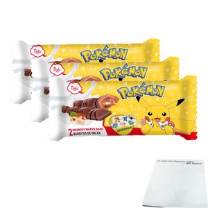 Pokemon Crunchy Wafer Bars 3x45g (3er Pack) + usy Block