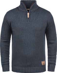 Solid SDPetro Herren Strickpullover Troyer Grobstrick Pullover mit Troyerkragen Rippbündchen Label-Details Baumwollmischung Regular fit