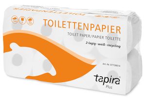 Tapira Toilettenpapier 2-lagig weiß recycling 8 Rollen à 250 Blatt