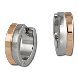 Amello Edelstahl Ohrringe Damen Creolen 16mm silber glänzend rosegold ESOS97T