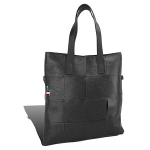 Florence Tote Bag Echt-Leder Tasche Damen Umhängetasche Schultertasche Shopper schwarz 37x38x6 inklusive Feenanhänger D2OTF116S