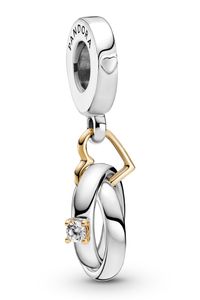 Pandora Charm Anhänger 799319C01 Two tone Wedding Rings 14kt Gold Sterling Silber 925