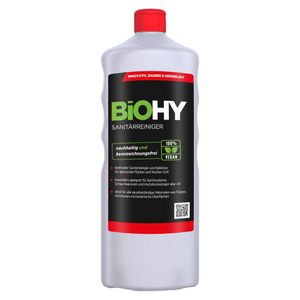 BiOHY Sanitärreiniger (1l Flasche) | Kalkzersetzendes Konzentrat für den Sanitärbereich | Badreiniger mit angenehme & frischen Duft | EXTRA STARK