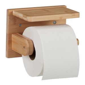 relaxdays Bambus Toilettenpapierhalter mit Ablage