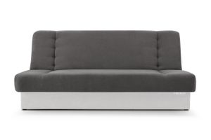 Sofa mit Schlaffunktion und Bettkasten, Kippsofa Schlafsofa Clic-Clack Couch für Wohnzimmer Federkern Sofagarnitur Polstersofa - Cyprus (Dunkelgrau + Weiß - Soro 96 + Soft 17)