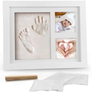 Baby Bilderrahmen Geschenk Set - Fotorahmen für Handabdruck Fußabdruck & Fotos