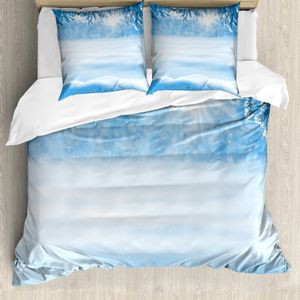 ABAKUHAUS Winter Bettbezug, Schnee Cold Winter, Milbensicher Allergiker geeignet mit Kissenbezügen, 155 cm x 220 cm - 80 x 80 cm, Weiß