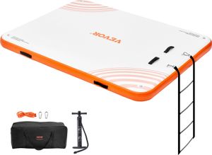 VEVOR Nafukovací plovoucí molo, 2,43 x 1,82 m, dokovací plošina, protiskluzová plovoucí podložka do mola s přenosnou taškou a odnímatelným žebříkem, plovoucí plošina ostrovní vor pro bazén, pláž