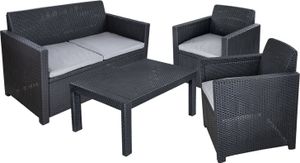 Allibert obývacia súprava Merano 8-dielna, farba grafitová, 2x kreslo, 1x lavica, 1x stôl, 4x vankúše na sedenie