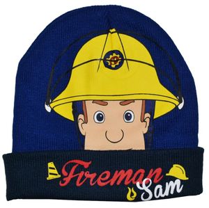 Feuerwehrmann Sam Winter Mütze Kinder Jungen Strickmütze Blau Größe 54