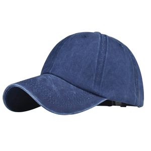 Vintage einfarbige verstellbare Anti-UV-Outdoor-Sport-Pferdeschwanz-Mütze, Baseballkappe, Marineblau